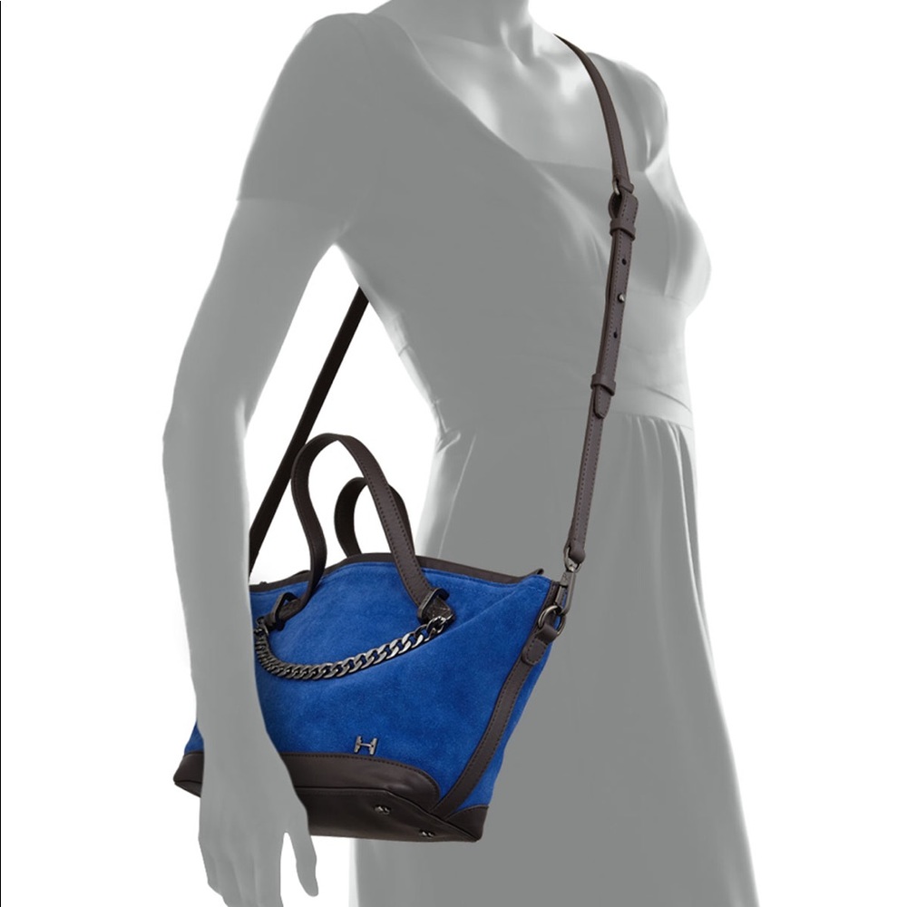 H by Halston Heritage Leather-Trim Suede Satchel
